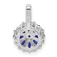 Sterling Silver Rhodium Plated Diamond & Sapphire Pendant view 4