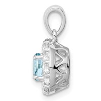 Sterling Silver Rhodium Plated White Topaz & Aquamarine Pendant view 2