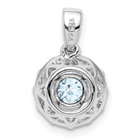 Sterling Silver Rhodium Plated White Topaz & Aquamarine Pendant view 3