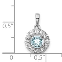 Sterling Silver Rhodium Plated White Topaz & Aquamarine Pendant view 4