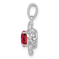 Sterling Silver Rhodium Plated White Topaz & Ruby Pendant view 2