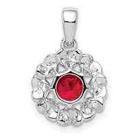 Sterling Silver Rhodium Plated White Topaz & Ruby Pendant view 4