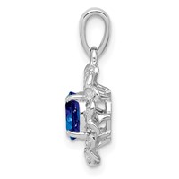 Sterling Silver Rhodium Plated White Topaz & Sapphire Pendant view 2