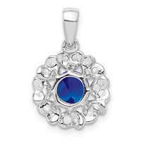 Sterling Silver Rhodium Plated White Topaz & Sapphire Pendant view 4