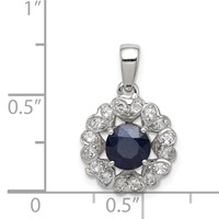 Sterling Silver Rhodium Plated White Topaz & Sapphire Pendant view 3