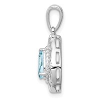 Sterling Silver Rhodium Plated Aquamarine Teardrop Pendant view 2