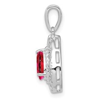 Sterling Silver Rhodium Plated Ruby Teardrop Pendant view 2