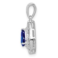 Sterling Silver Rhodium Plated Sapphire Teardrop Pendant view 2