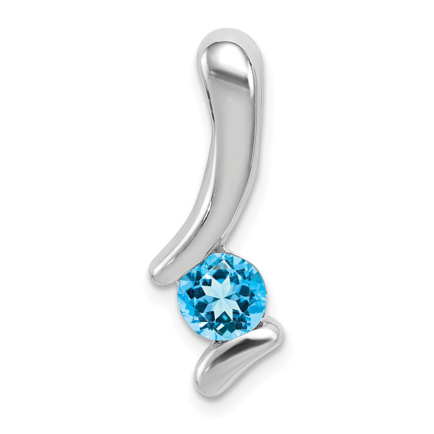 Sterling Silver Rhodium-plated Blue Topaz Pendant (QP301)