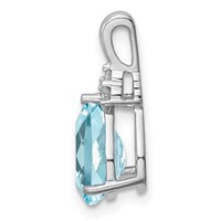 Sterling Silver Rhodium White Topaz & Lght Sw. Blue Topaz Circle Pendant view 2