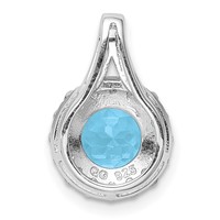 Sterling Silver Rhodium White Topaz & Lght Sw. Blue Topaz Circle Pendant view 4