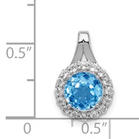 Sterling Silver Rhodium White Topaz & Lght Sw. Blue Topaz Circle Pendant view 3