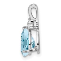 Sterling Silver Rhodium Diamond & Lght Sw. Blue Topaz Teardrop Pendant view 2