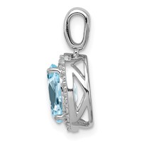 Sterling Silver Rhodium-plated Pendant with Light Swiss Blue Topaz Oval view 2