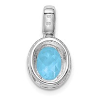 Sterling Silver Rhodium-plated Pendant with Light Swiss Blue Topaz Oval view 4