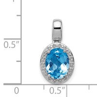 Sterling Silver Rhodium-plated Pendant with Light Swiss Blue Topaz Oval view 3