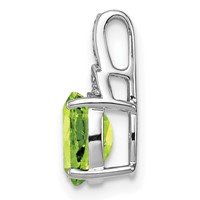 Sterling Silver Rhodium-plated Diamond and Peridot Oval Pendant view 2