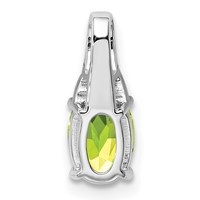 Sterling Silver Rhodium-plated Diamond and Peridot Oval Pendant view 4