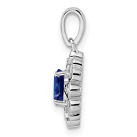 Sterling Silver Rhodium Plated Diamond & Sapphire Oval Pendant view 2