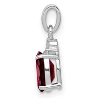 Sterling Silver Rhodium Plated Diamond & Garnet Oval Pendant view 2