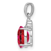 Sterling Silver Rhodium Plated Diamond & Ruby Oval Pendant view 2
