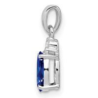 Sterling Silver Rhodium Plated Diamond & Sapphire Oval Pendant view 2