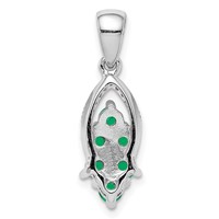 Sterling Silver Rhodium-plated Diamond & Emerald Pendant view 4