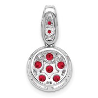 Sterling Silver Rhodium-plated & Ruby Circle Pendant view 4