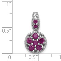 Sterling Silver Rhodium-plated & Ruby Circle Pendant view 3