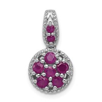 Sterling Silver Rhodium-plated & Ruby Circle Pendant view 1