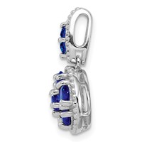 Sterling Silver Rhodium-plated & Sapphire Circle Pendant view 2