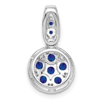 Sterling Silver Rhodium-plated & Sapphire Circle Pendant view 4