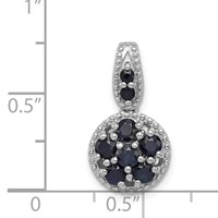 Sterling Silver Rhodium-plated & Sapphire Circle Pendant view 3