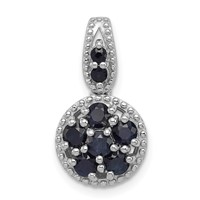 Sterling Silver Rhodium-plated & Sapphire Circle Pendant view 1
