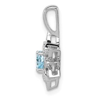 Sterling Silver Rhodium-plated Diamond & Light Blue Topaz Pendant view 2