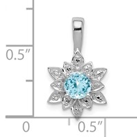 Sterling Silver Rhodium-plated Diamond & Light Blue Topaz Pendant view 3
