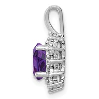 Sterling Silver Rhodium-plated Diamond and Amethyst Pendant view 2