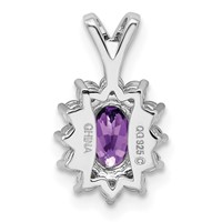 Sterling Silver Rhodium-plated Diamond and Amethyst Pendant view 3