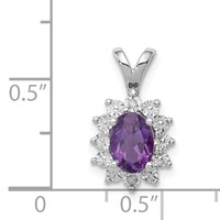 Sterling Silver Rhodium-plated Diamond and Amethyst Pendant view 4