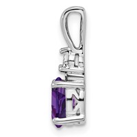 Sterling Silver Rhodium-plated Diamond and Amethyst Pendant view 2