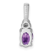 Sterling Silver Rhodium-plated Diamond and Amethyst Pendant view 4