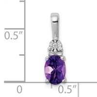 Sterling Silver Rhodium-plated Diamond and Amethyst Pendant view 3