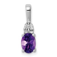 Sterling Silver Rhodium-plated Diamond and Amethyst Pendant view 1