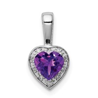 Sterling Silver Rhodium-plated Diamond and Amethyst Pendant view 1