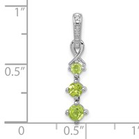 Sterling Silver Rhodium-plated Peridot and Diamond Pendant view 3