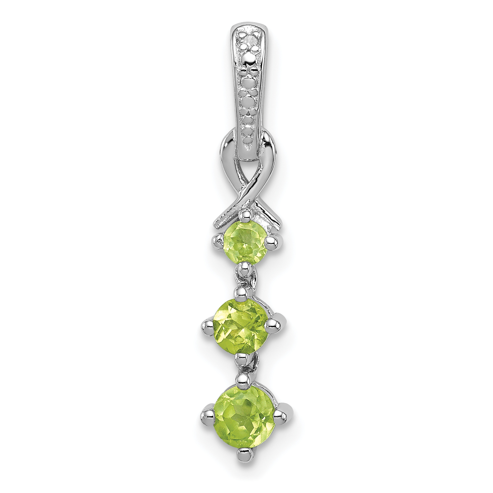 Sterling Silver Rhodium-plated Peridot and Diamond Pendant (QP3101PE)