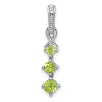 Sterling Silver Rhodium-plated Peridot and Diamond Pendant view 1