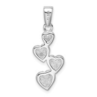 Sterling Silver Rhodium-plated CZ Graduated 4-Heart Pendant view 3