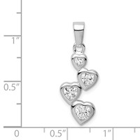 Sterling Silver Rhodium-plated CZ Graduated 4-Heart Pendant view 4