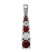 Sterling Silver Rhodium-plated Garnet & Diamond Pendant view 1